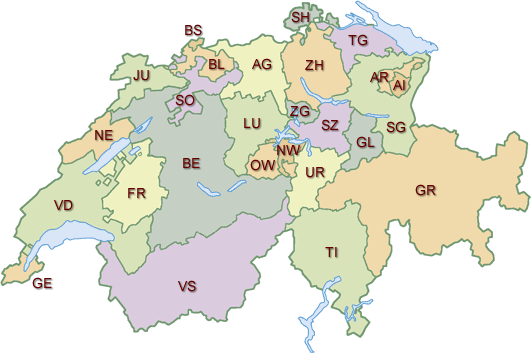 Kantonskarte der Schweiz 